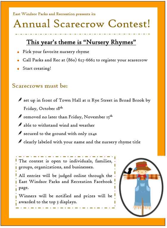 Annual Scarecrow Contest Theme Is Nursery Rhymes Open To Everyone